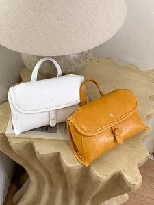 Dames Retro PU-leer Handheld Crossbody Kleine Vierkante Tas Minimalistisch Effen Kleur Klep Schoudertas Mode Handtas Cadeau