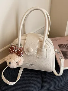 Vintage Luxe Dames PU Leer Kussentas Litchi Textuur Crossbody Handtas Met Afneembare Riem Casual Schoudertas Tote Bag