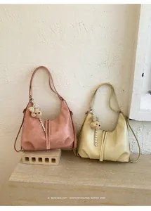 Zaini e borse a tracolla multiuso da donna in stile retrò minimalista rosa e crema
