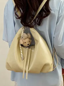 Zaino crema elegante grande capacità per donna, borsa a tracolla versatile pendolare