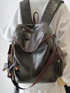 Zaino da Donna in Pelle PU di Grande Capacità Casual Stile Preppy Borsa da Scuola Multiuso Quotidiana Con Spallacci Regolabili