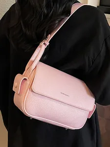 Schicke rosa strukturierte Achseltasche für Damen minimalistische Umhängetasche