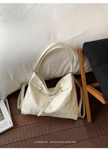 Elegante borsa tote e zaino 3-in-1 bianco crema di grande capacità per stile femminile