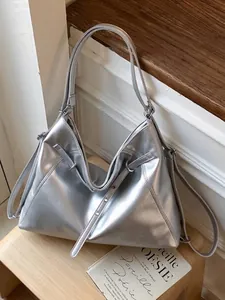 Elegante borsa 3-in-1 argento grande capacità, zaino e borsa tote per donna pendolare