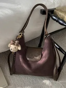 Mochila vintage de ante de gran capacidad para mujer en invierno