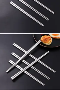 Detailed view of 304 stainless steel hollow Korean chopsticks with anti-slip mirror finish