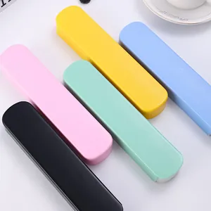 Five colorful portable cutlery storage boxes for travel, outdoor dining and schools
