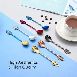 Set of elegant 304 stainless steel coffee spoons with creative crown handle designs