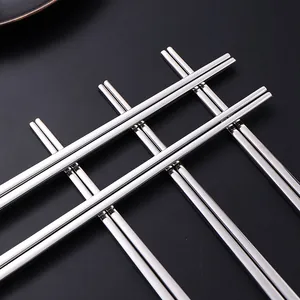 304 stainless steel Korean style square hollow chopsticks with non-slip finish