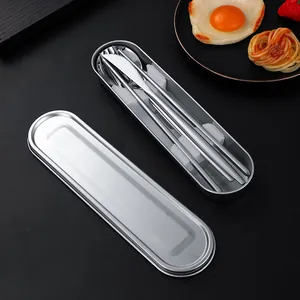 Portable 304 Stainless Steel Cutlery Spoon Fork Knife Chopsticks In Silent Metal Storage Case For School Office Outdoor Picnic