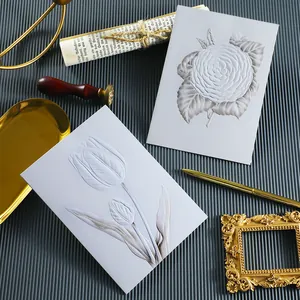 Tarjeta de Felicitación Floral Con Relieve 3D de Alta Calidad Con Sobre Tarjeta de Votos de Papel Hecha a Mano Para Boda San Valentín