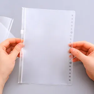 Transparent punched binder zipper bag for file and receipt storage organization