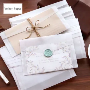 Sobres de papel vegetal translúcido para tarjetas de regalo, cartas e invitaciones.