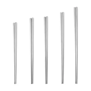 Set of 5 pairs 304 stainless steel Korean style hollow chopsticks in varying lengths