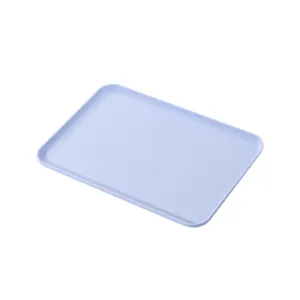 Bandeja rectangular de plástico azul claro ideal para servir aperitivos y frutas