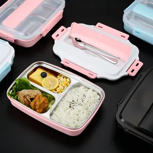 Divided 304 Stainless Steel Lunch Box With Cutlery Set Portable Thermal Bento Box For Student Office Picnic Leak Proof Food Container
