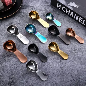 Juego de cucharas medidoras de acero inoxidable 304 de colores para café y repostería