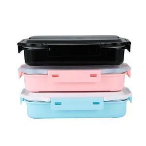 Premium stack of three colorful 304 stainless steel lunch boxes with secure airtight lids