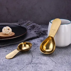 Juego de cucharas medidoras de acero inoxidable dorado de 15 ml y 30 ml para cocina