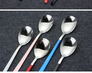 High-quality 304 stainless steel spoons with colorful handles and polished finish
