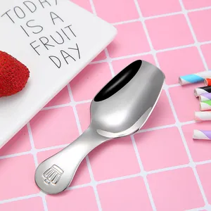 High-quality 304 stainless steel dessert spoon and tea scoop with polished silver finish
