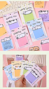 Detail view of colorful cute cat-shaped memo pads and sticky notes for planner decorating