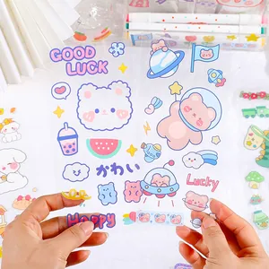 Cute cartoon PET bear animal stickers for DIY journal and water bottle decoration set