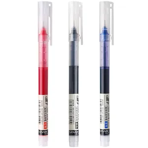 High-capacity quick-dry rollerball pens set in red black and blue for office and school