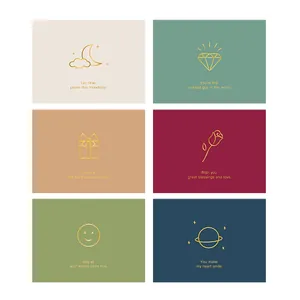Set of six elegant gold foil greeting cards with inspirational quotes