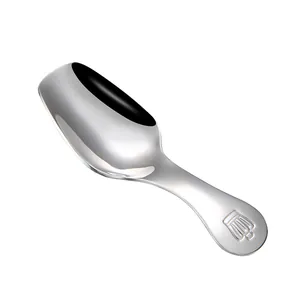 Premium 304 stainless steel tea scoop spoon with elegant embossed handle design