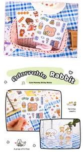 Vue détaillée d'autocollants de dessins animés mignons pour la décoration de journaux.