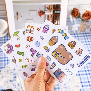 Autocollants de Dessins Animés Mignons pour Décoration de Journal DIY Scrapbooking Guka Feuilles d'Autocollants Auto-Adhésives Animaux Personnages Dessert