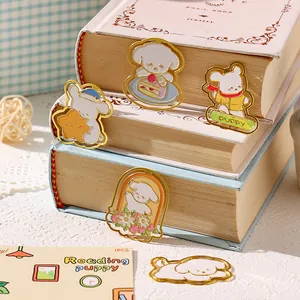 Set van schattige cartoon puppy metalen bladwijzers voor school en creatieve cadeaus