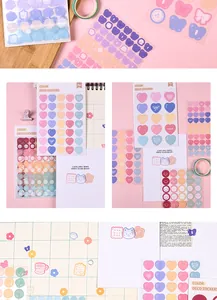 Pastelkleurige hart- en puntstickers voor DIY-scrapbooking en dagboekdecoratie