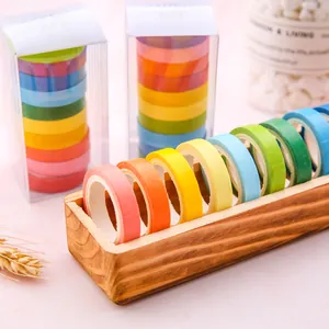 Lot de rubans adhésifs washi arc-en-ciel pour scrapbooking et projets de déco DIY