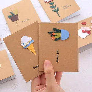 Creative 3D pop up kraft paper greeting cards with sweet text for holiday blessing