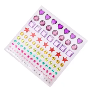 Colorful 3D self-adhesive gemstone stickers sheet for children DIY craft decoration