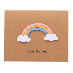 3D popup rainbow greeting card made of vintage kraft paper with Just for you text