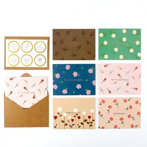 Colección de tarjetas de felicitación florales con sobres para regalos y deseos