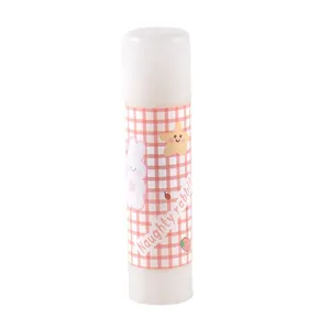 Cute pink checkered cartoon glue stick for student DIY crafts and school supplies