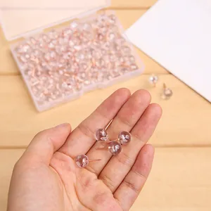100 Stück transparente Reißzwecken mit roségoldenen Nadeln und praktischer Aufbewahrungsbox