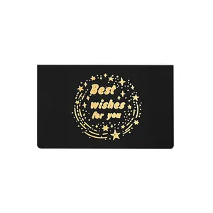 Elegante schwarze Grußkarte mit goldenem 'Best wishes for you' Text und Sternen