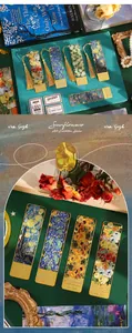 Detailed view of exquisite Van Gogh oil painting metal bookmarks with elegant gold tassels