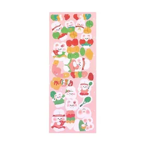 Cute cartoon rabbit themed sticker sheet for DIY journal decoration and scrapbooking