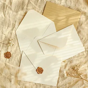Set d'enveloppes rétro en lin avec sceaux de cire vintage et papier à lettres chic