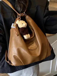 Borsa tote e zaino vintage marrone multifunzionale di grande capacità per donna