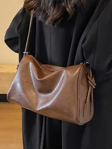 Borsa a Spalla Donna Vintage Grande Capacità 2025 Nuova Moda Versatile Borsa a Tracolla in Pelle PU Hobo Borsa da Sottobraccio