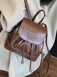 Stilvoller brauner Rucksack aus weichem PU-Leder für Damen im lässigen Alltagsstil