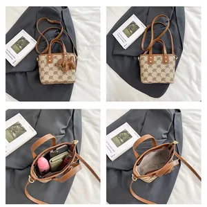 Detailed views of a vintage monogram bucket bag showing exterior and interior capacity