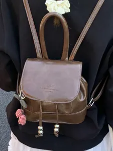 Fashionable brown mini backpack for women, Korean style lightweight trendy travel bag